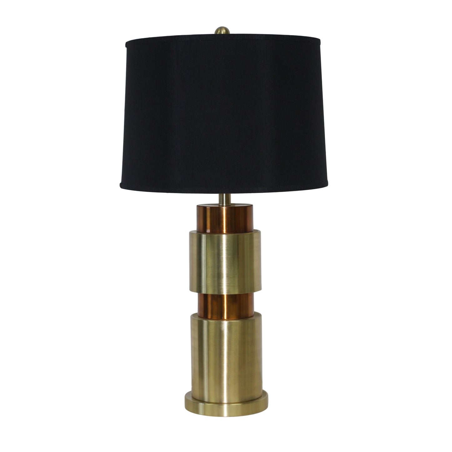 Metal Table Lamp with Cylindrical Pedestal Base Black and Gold