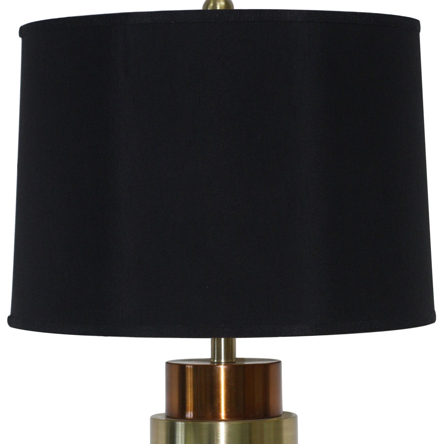 Metal Table Lamp with Cylindrical Pedestal Base Black and Gold