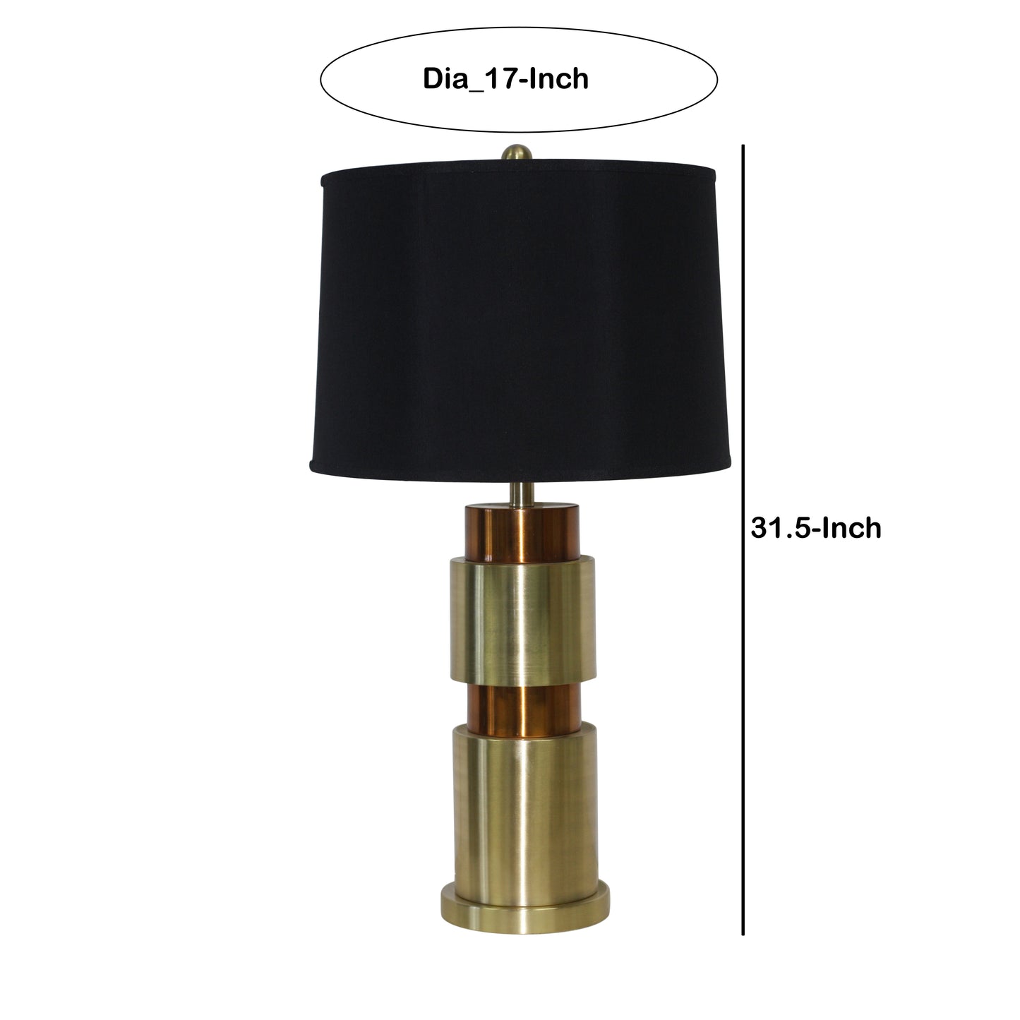 Metal Table Lamp with Cylindrical Pedestal Base Black and Gold