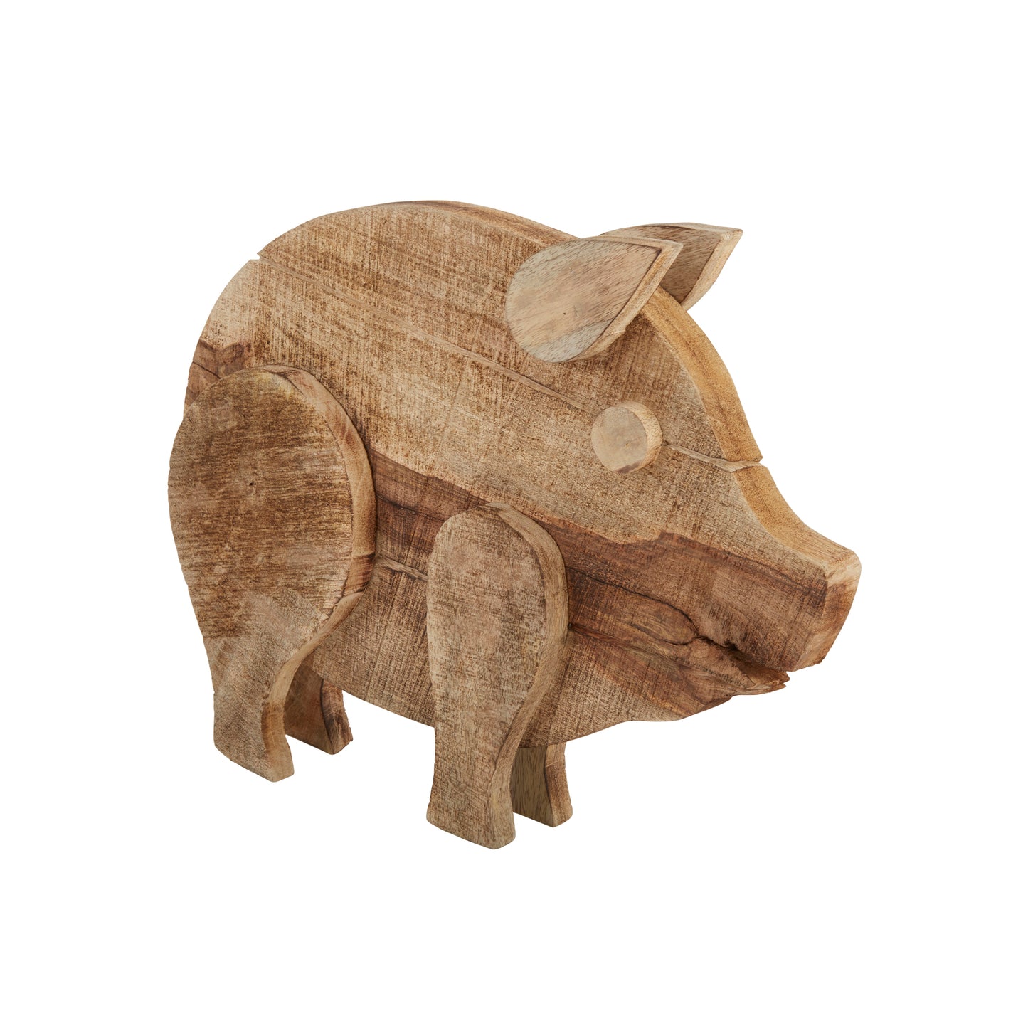 18 Inch Wooden Pig Accent Decor Brown