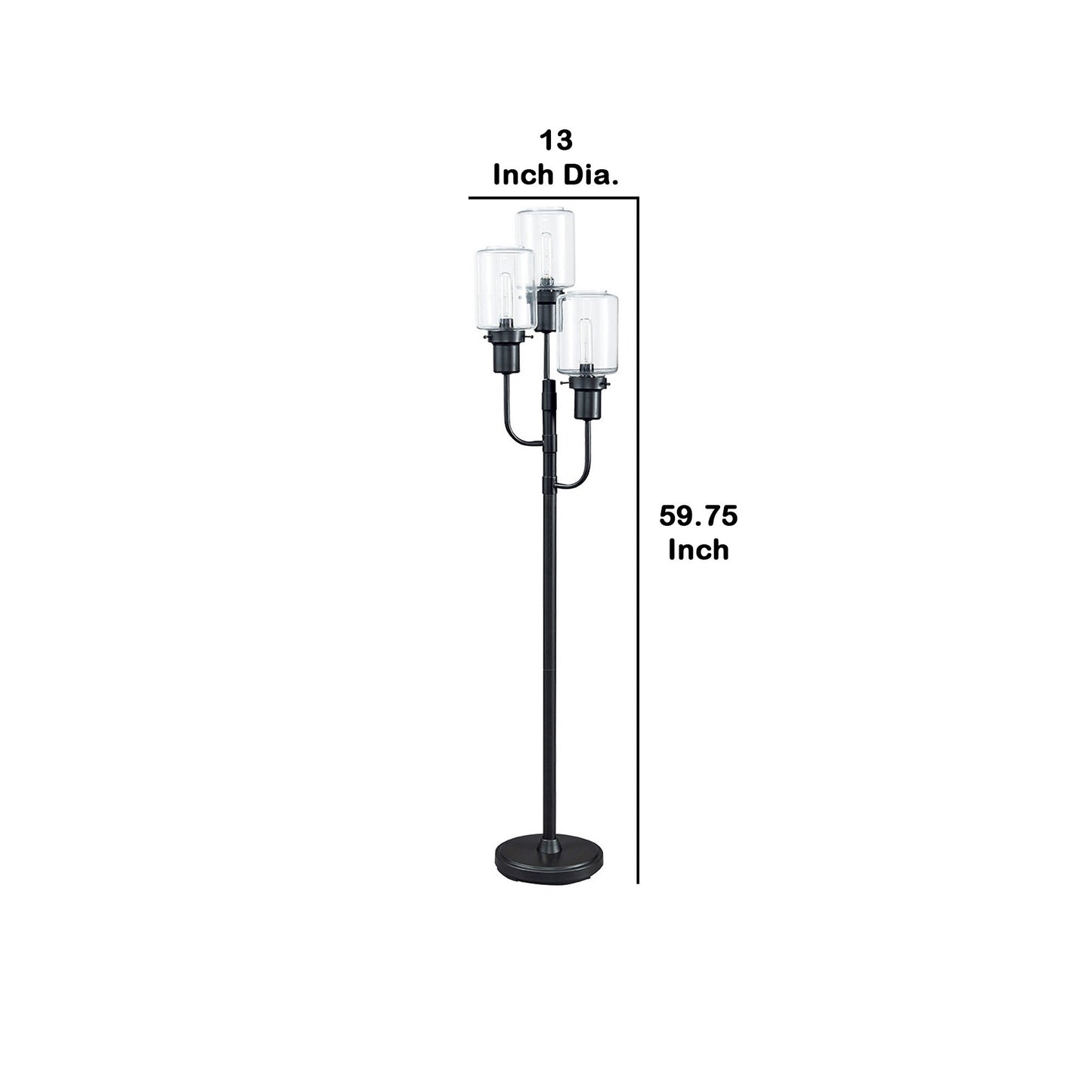 3 Glass Shade Metal Frame Floor Lamp Bronze