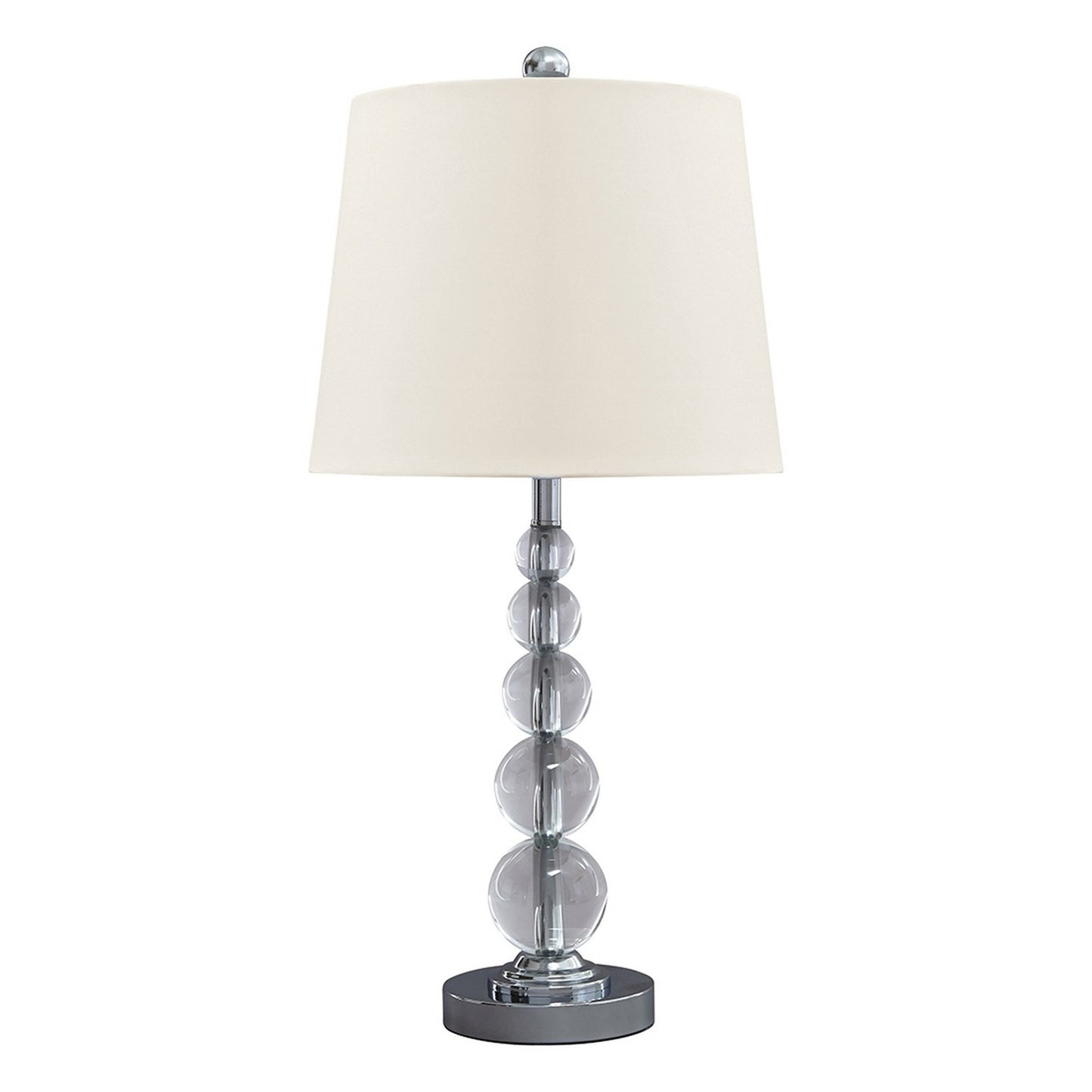 Stacked Orb Base Table Lamp with Drum Shade Set of 2 Off White and Chrome