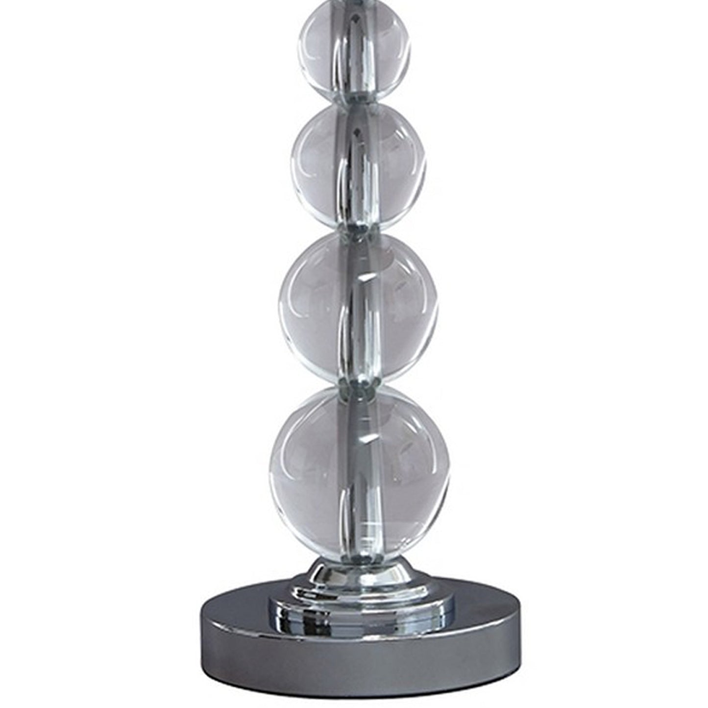 Stacked Orb Base Table Lamp with Drum Shade Set of 2 Off White and Chrome