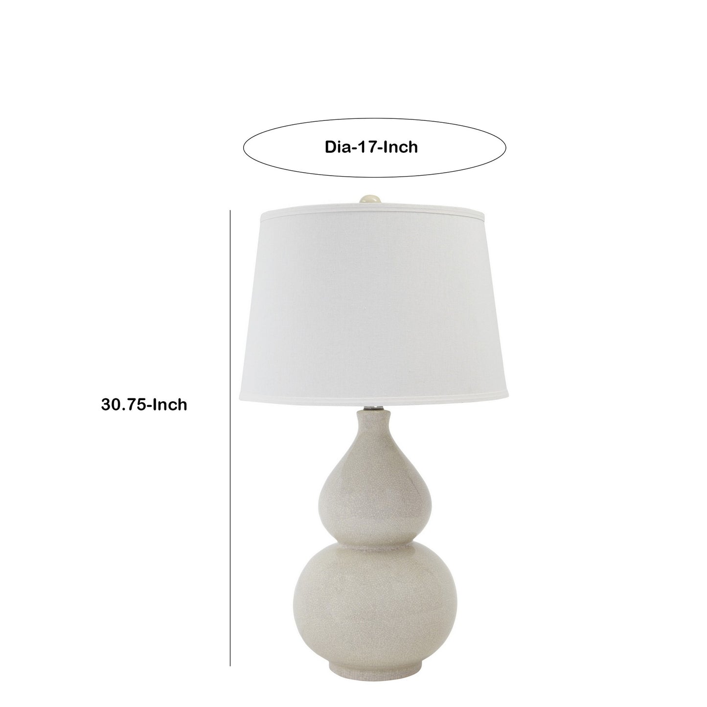 Hardback Shade Table Lamp with Double Gourd Ceramic Base Cream