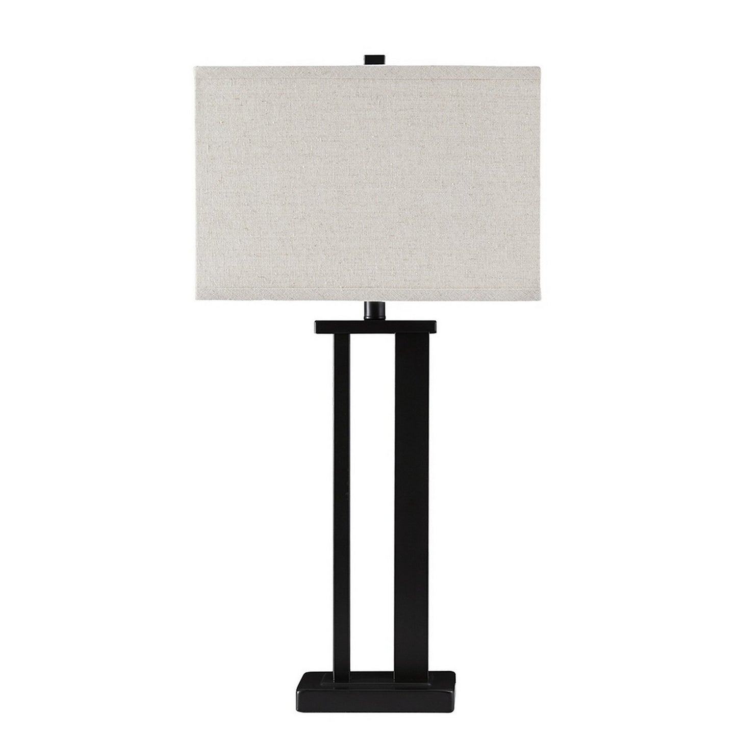 Metal Frame Table Lamp with Hardback Shade Set of 2 Off White and Bronze
