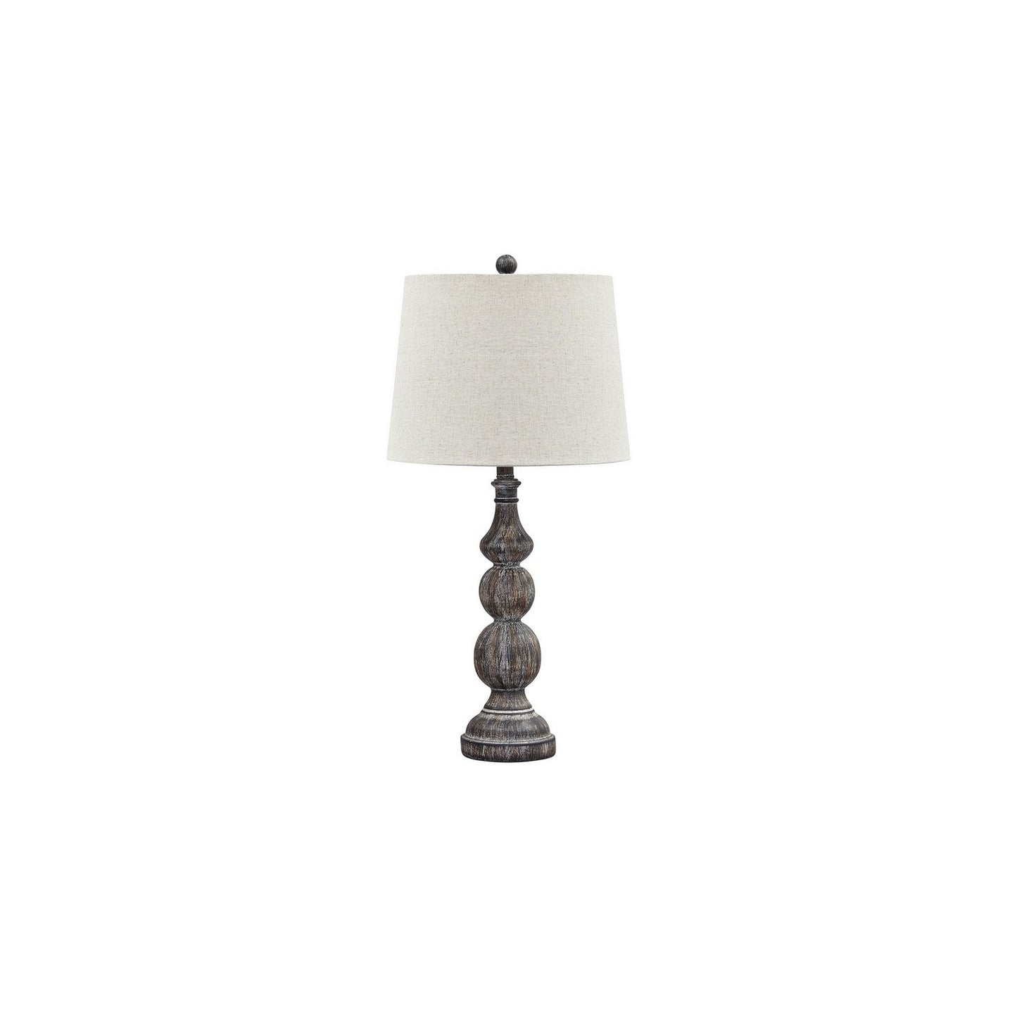Polyresin Table Lamp with Turned Base Set of 2 Brown and Off White