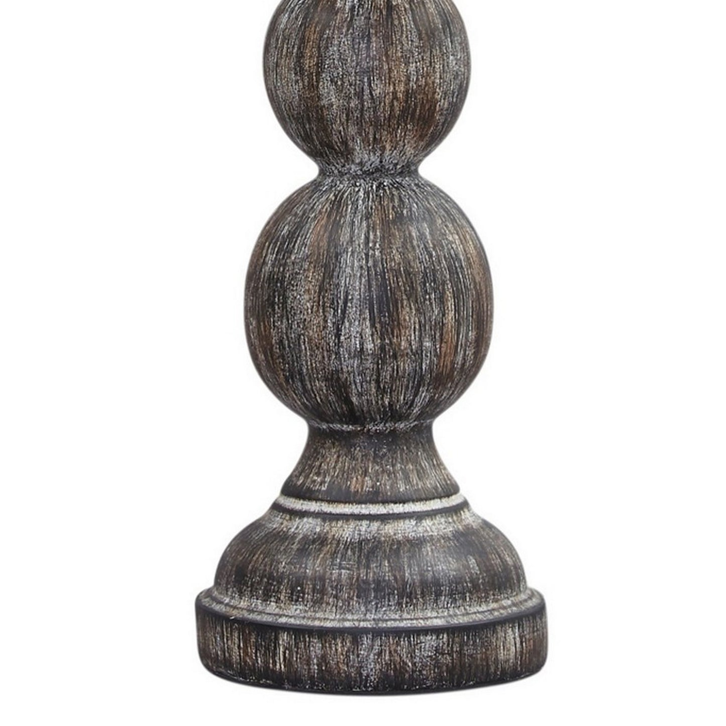 Polyresin Table Lamp with Turned Base Set of 2 Brown and Off White