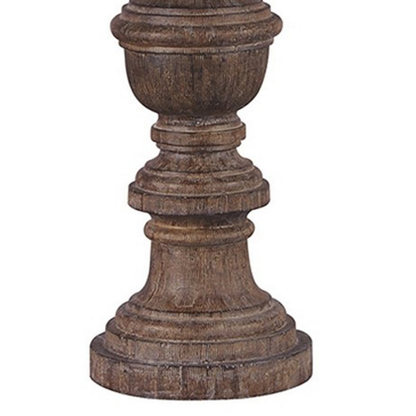 Tapered Fabric Shade Table Lamp with Turned Base Set of 2 Gray and Brown