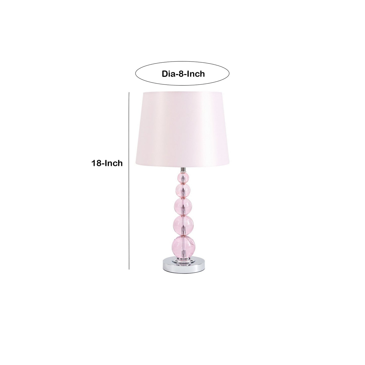 Hardback Shade Table Lamp with Crystal Accents Pink