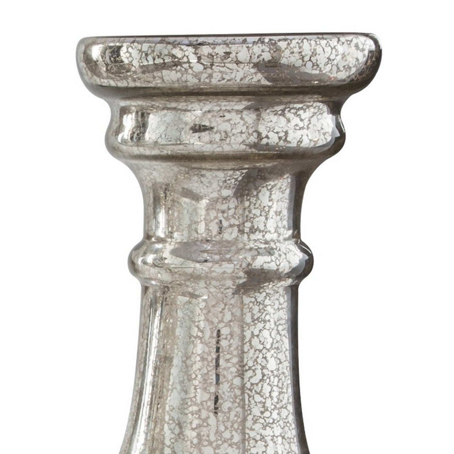 Mercury Glass Candleholder With Pedestal Base Set Of 3 Silver