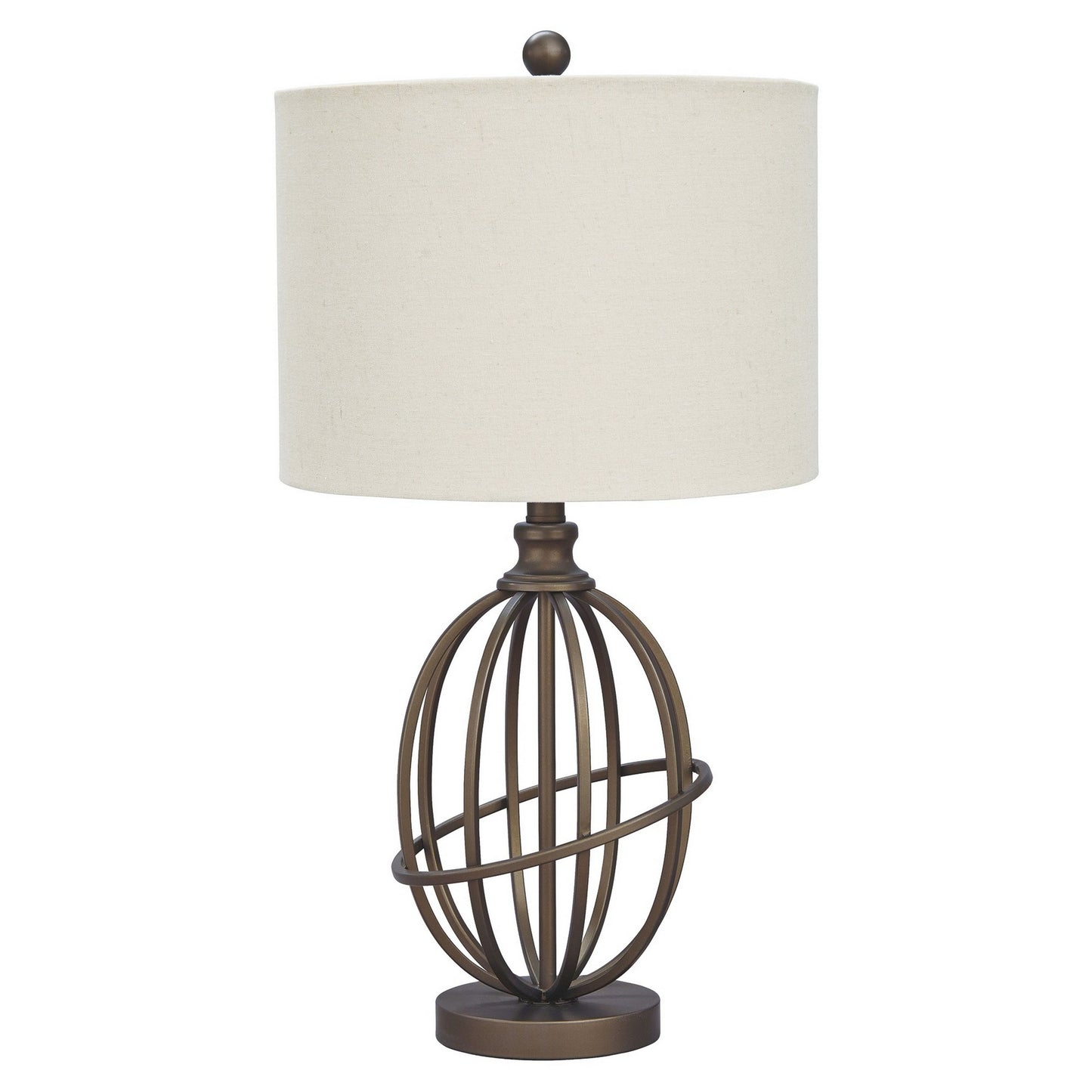 Armillary Metal Base Table Lamp with fabric Shade White and Bronze