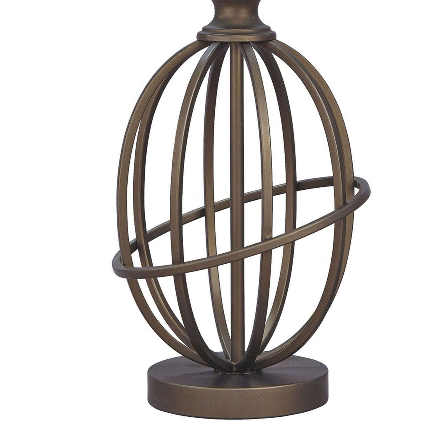 Armillary Metal Base Table Lamp with fabric Shade White and Bronze