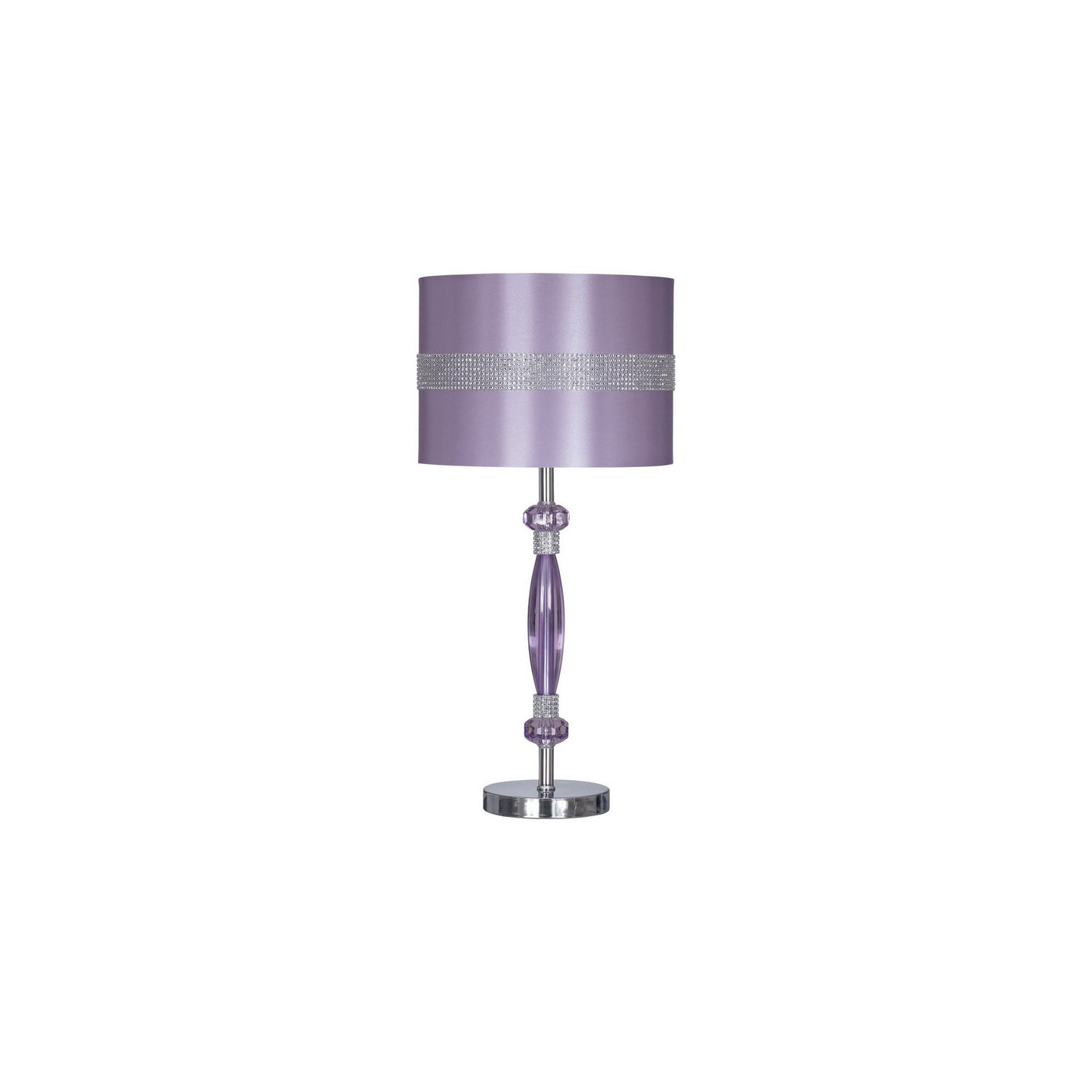 Acrylic and Metal Base Table Lamp with Fabric Shade Purple