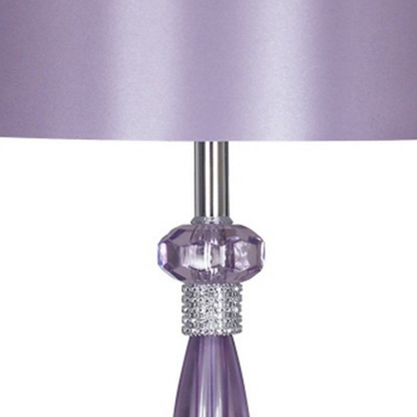 Acrylic and Metal Base Table Lamp with Fabric Shade Purple