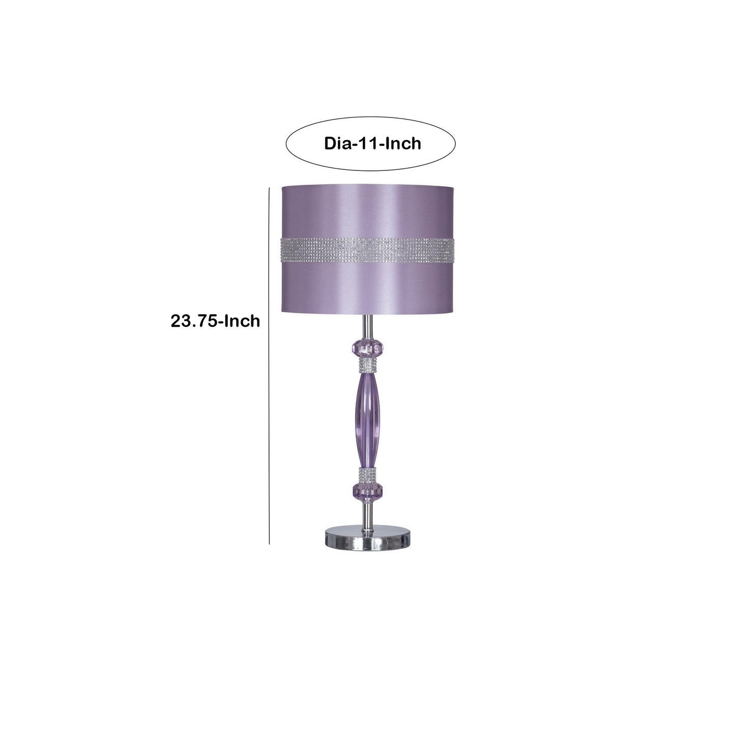 Acrylic and Metal Base Table Lamp with Fabric Shade Purple