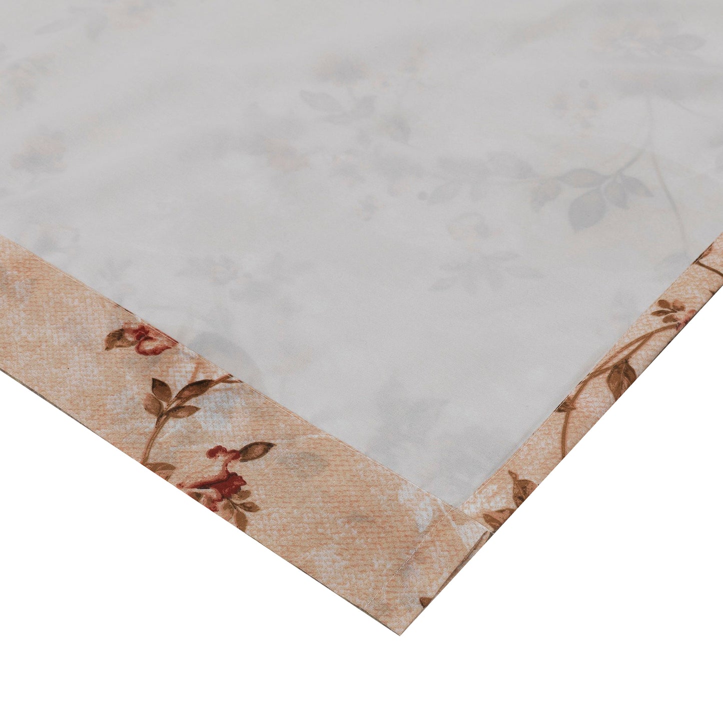 Munich 4 Piece Flower And Petal Print Fabric Curtain Panel With Ties beige