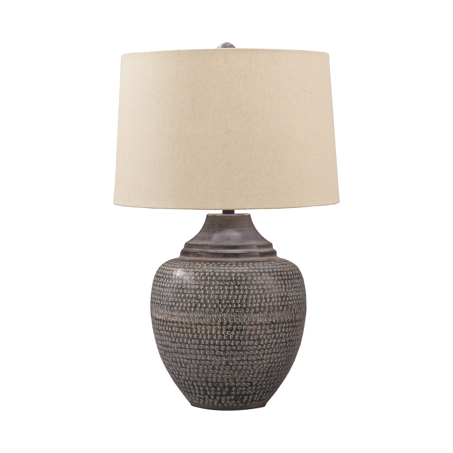 Metal Table Lamp with Urn Shape Base Brown