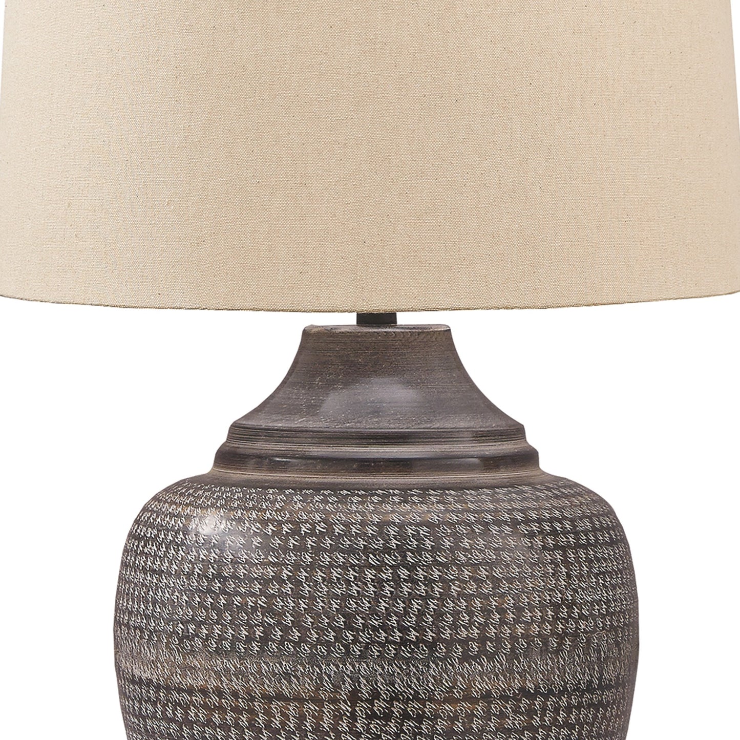 Metal Table Lamp with Urn Shape Base Brown