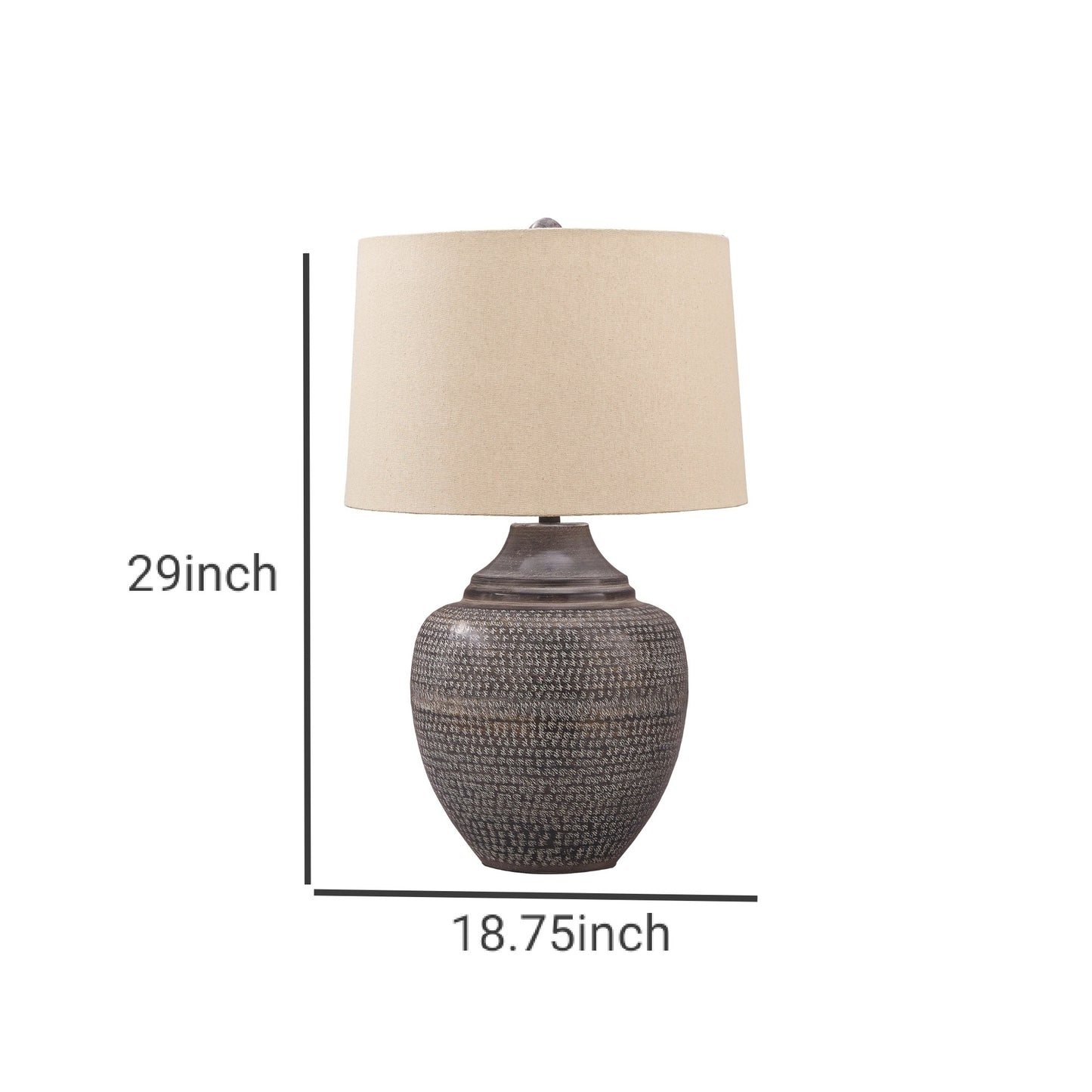 Metal Table Lamp with Urn Shape Base Brown