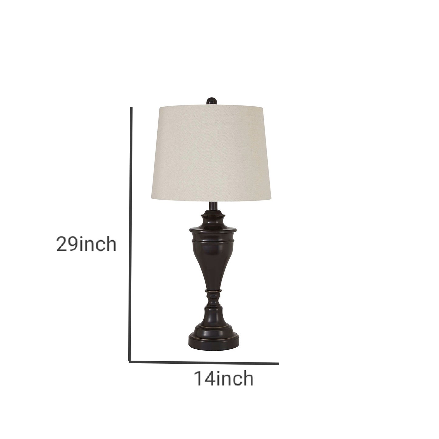Metal Table Lamp with Turned Pedestal Base Set of 2 Bronze