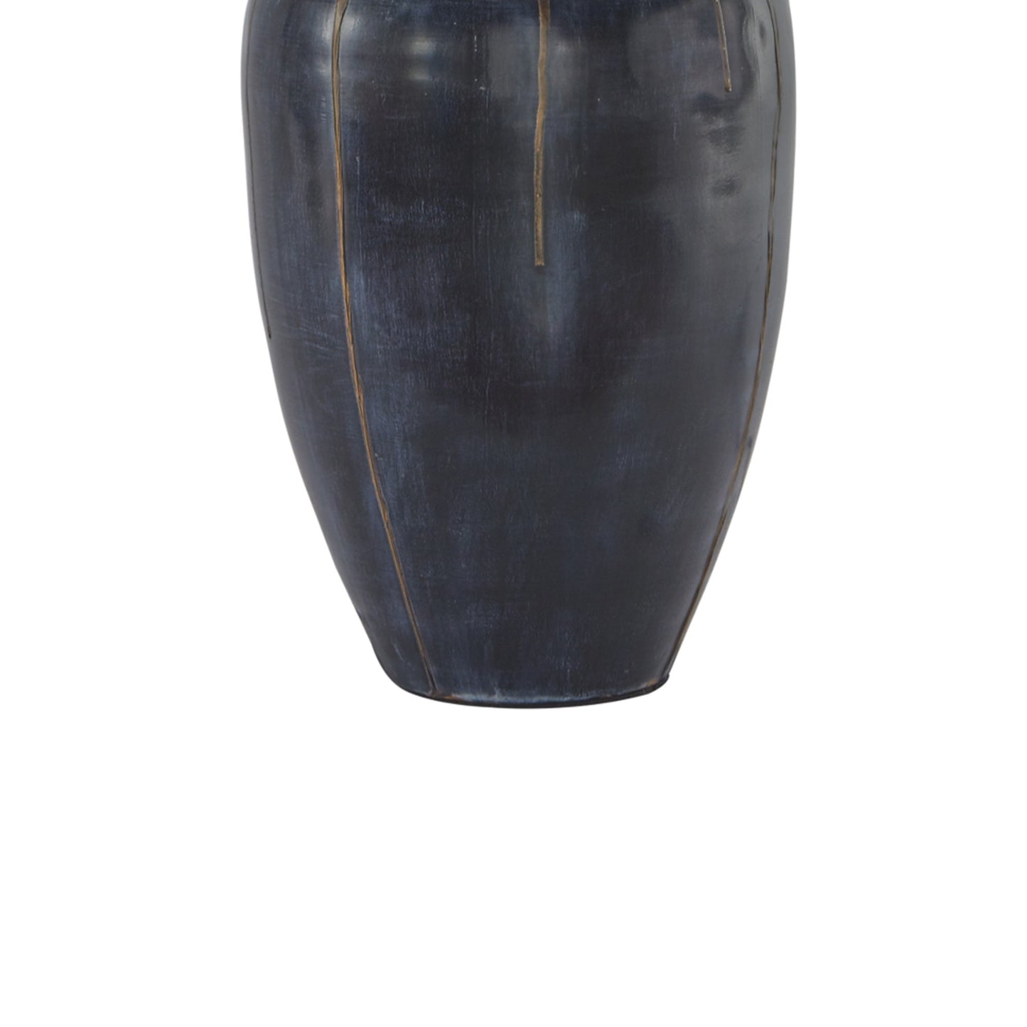 Drum Shade Table Lamp with Metal Curved Design Base Blue