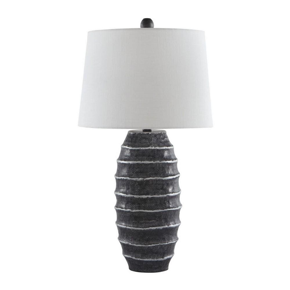 Vase Metal Base Table Lamp with Fabric Shade White and Black