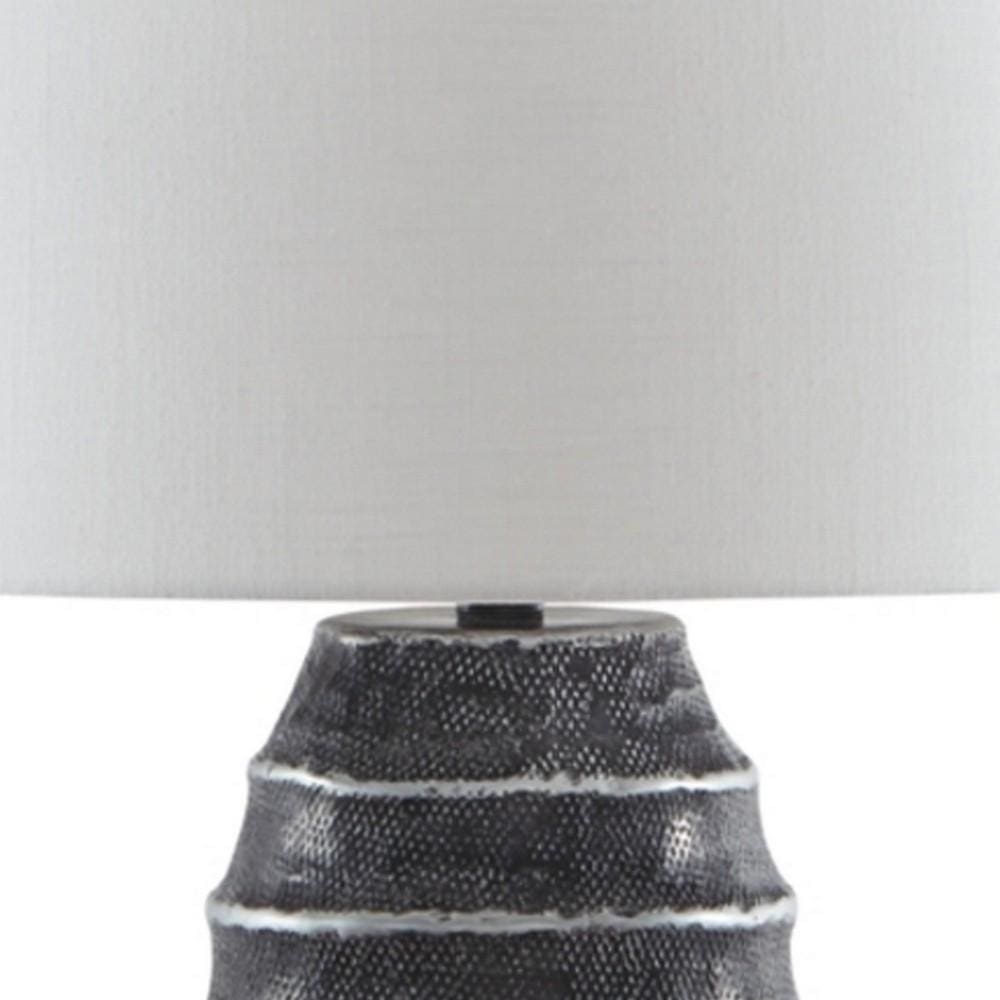 Vase Metal Base Table Lamp with Fabric Shade White and Black