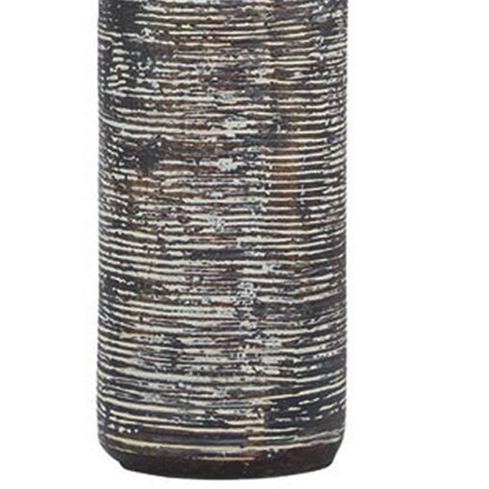 Fabric Shade Table Lamp with Textured Base Set of 2 White and Black