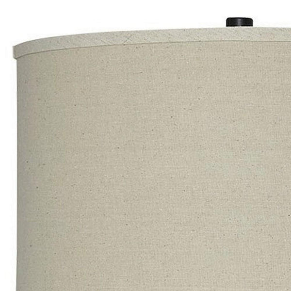 Drum Shade Table Lamp with Glass Insert Base Bronze