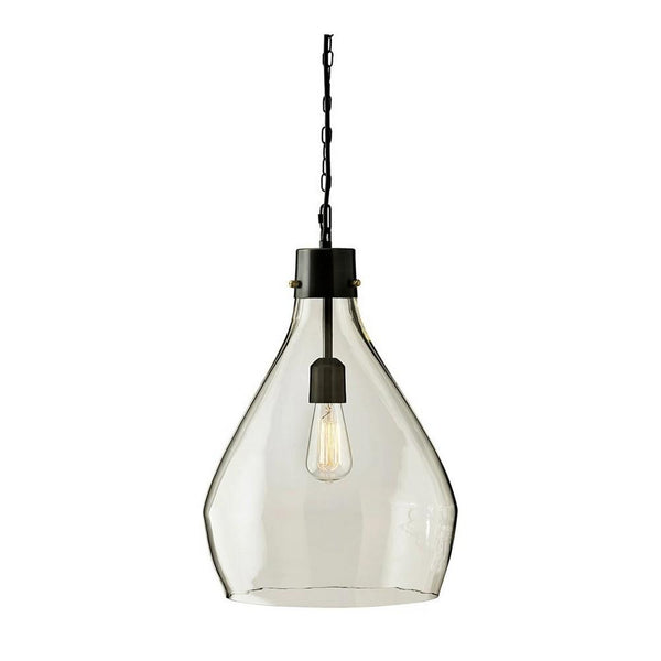 Teardrop Glass Pendant Lighting With Metal Chain Clear And Black