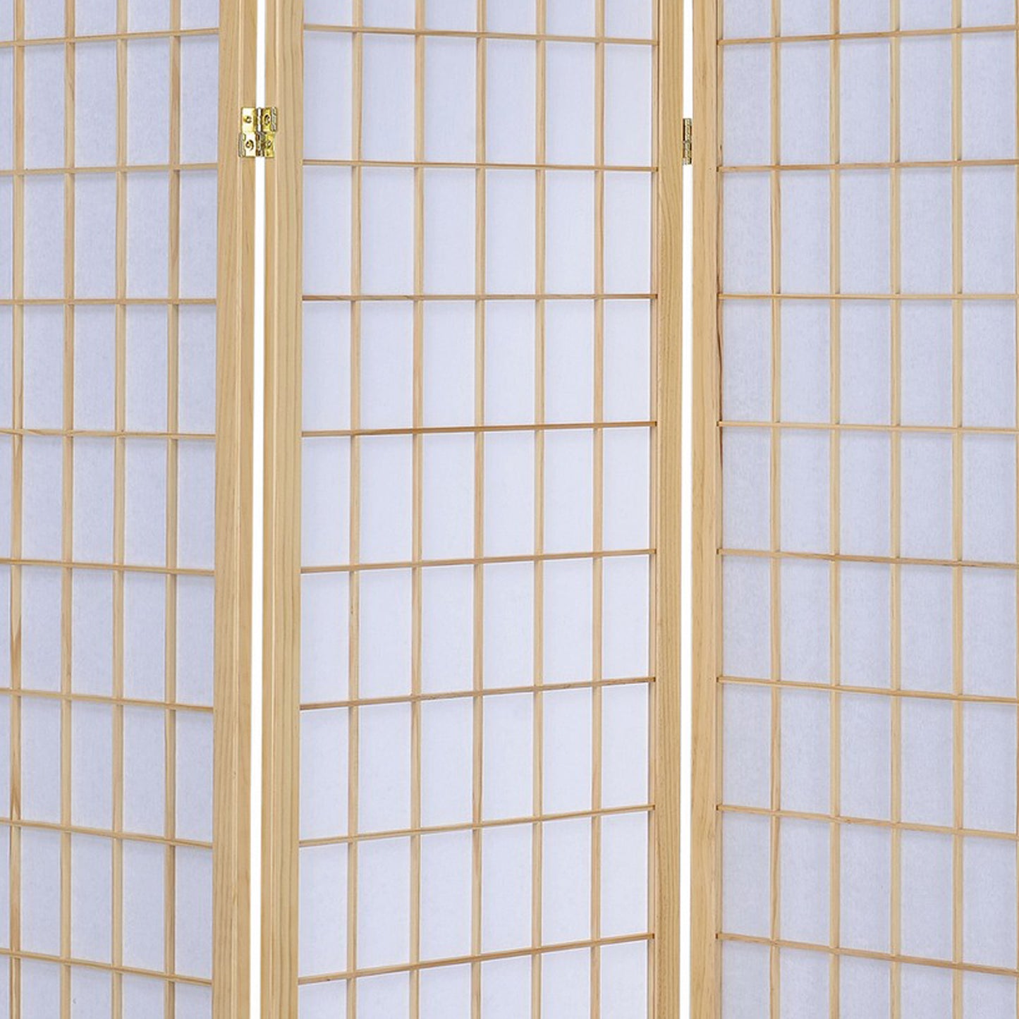 3 Panel Foldable Wooden Frame Room Divider with Grid Design, Brown