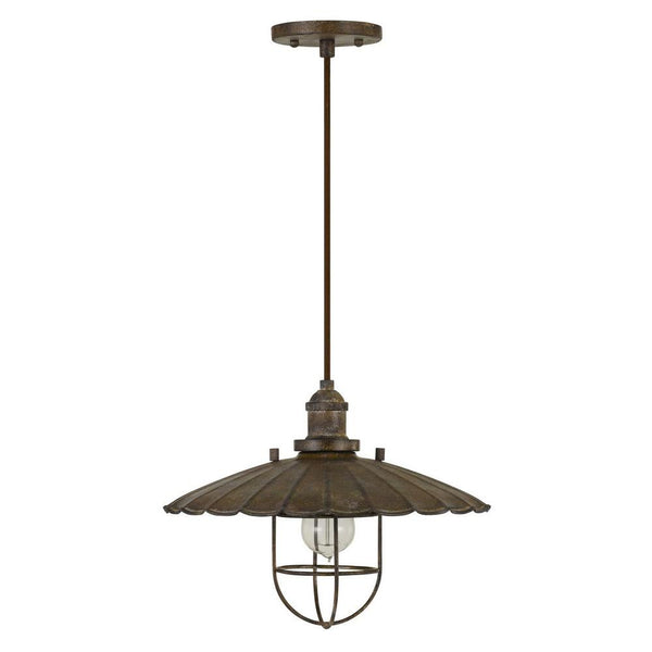Rustic Inverted Flower Petal Metal Pendant Lighting With Cage Frame Bronze