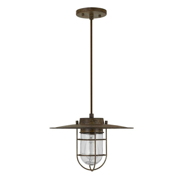 Rustic Metal Pendant Lighting With Cage Design Shade Bronze