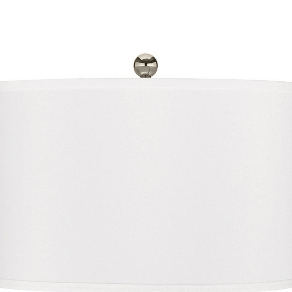 120 Watt Table Lamp with Fabric Drum Shade Silver and White