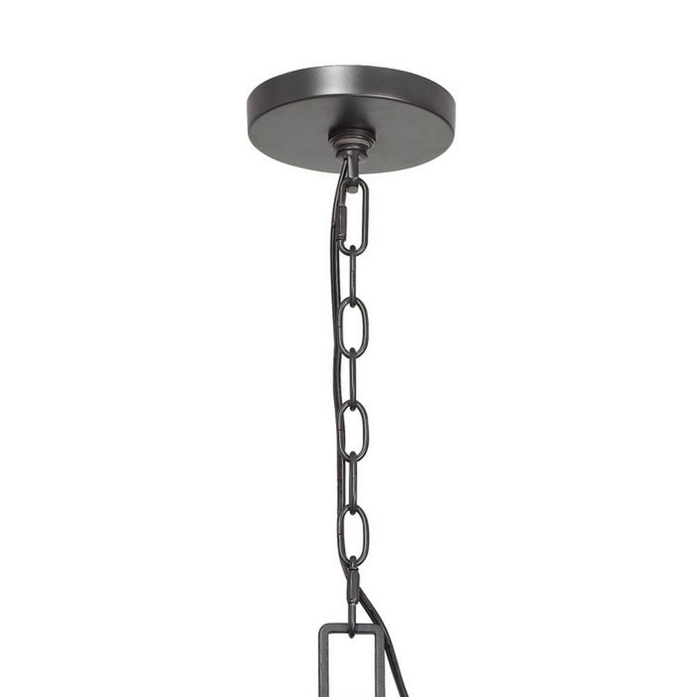 6 Bulb Chandelier With H Shaped Wooden Shades Brown