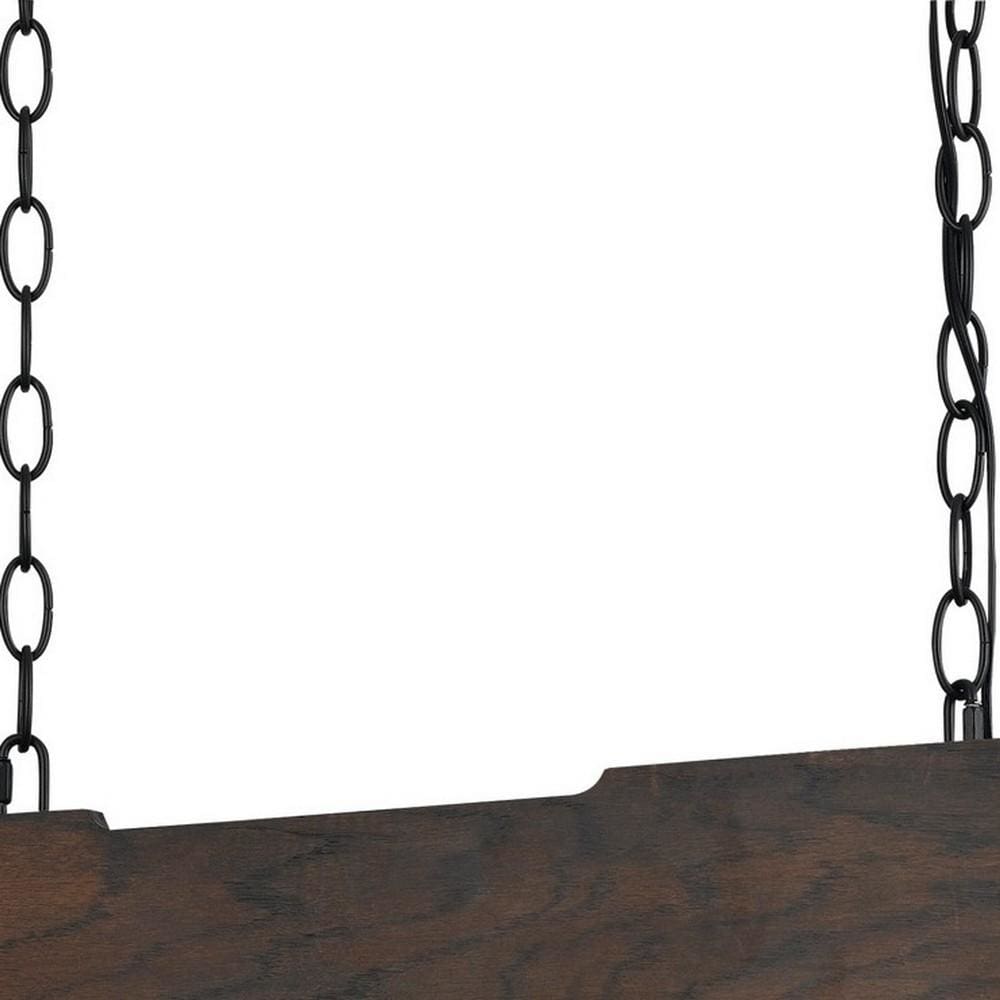 Metal Open Design Geometric Frame Chandelier With Hardwired Switch Bronze