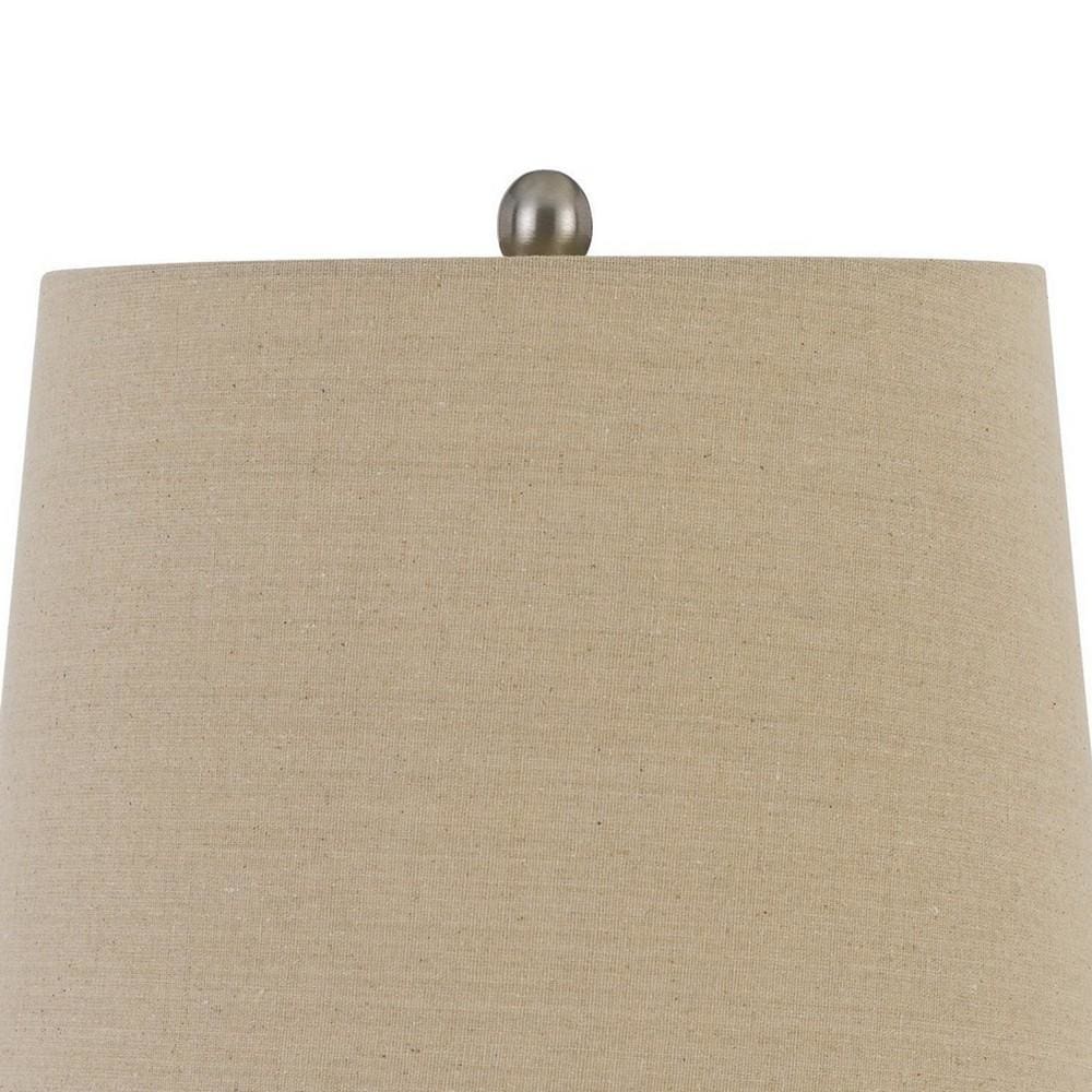 Pot Bellied Shape Ceramic Table Lamp with Textured Details Set of 2 Gray