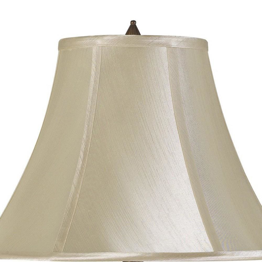 Metal Vase Design Base Table Lamp with Carved Accents Antique Brass