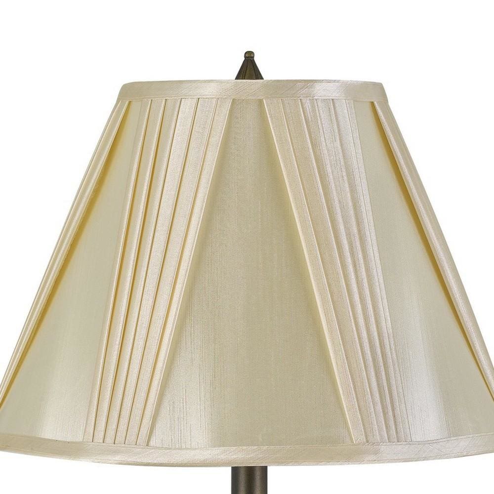 Pedestal Base Metal Table Lamp with Pleated Fabric Shade Brass