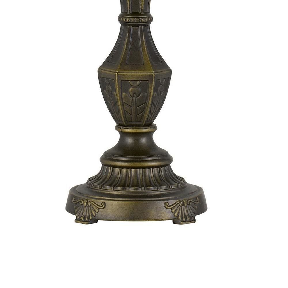 Pedestal Base Metal Table Lamp with Pleated Fabric Shade Brass