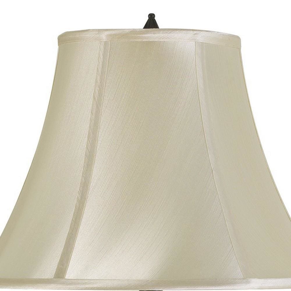 Turned Pedestal Stand Metal Table Lamp with Swing Arm Dark Bronze