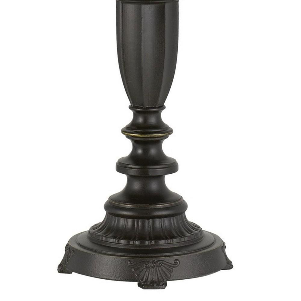 Turned Pedestal Stand Metal Table Lamp with Swing Arm Dark Bronze