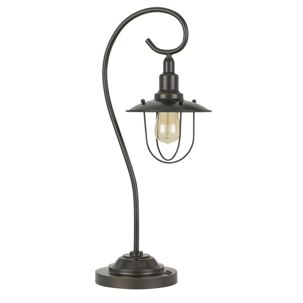 Metal Downbridge Design Table Lamp with Cage Shade Dark Bronze