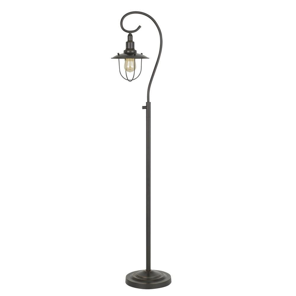 Metal Downbridge Design Floor Lamp With Cage Shade Dark Bronze