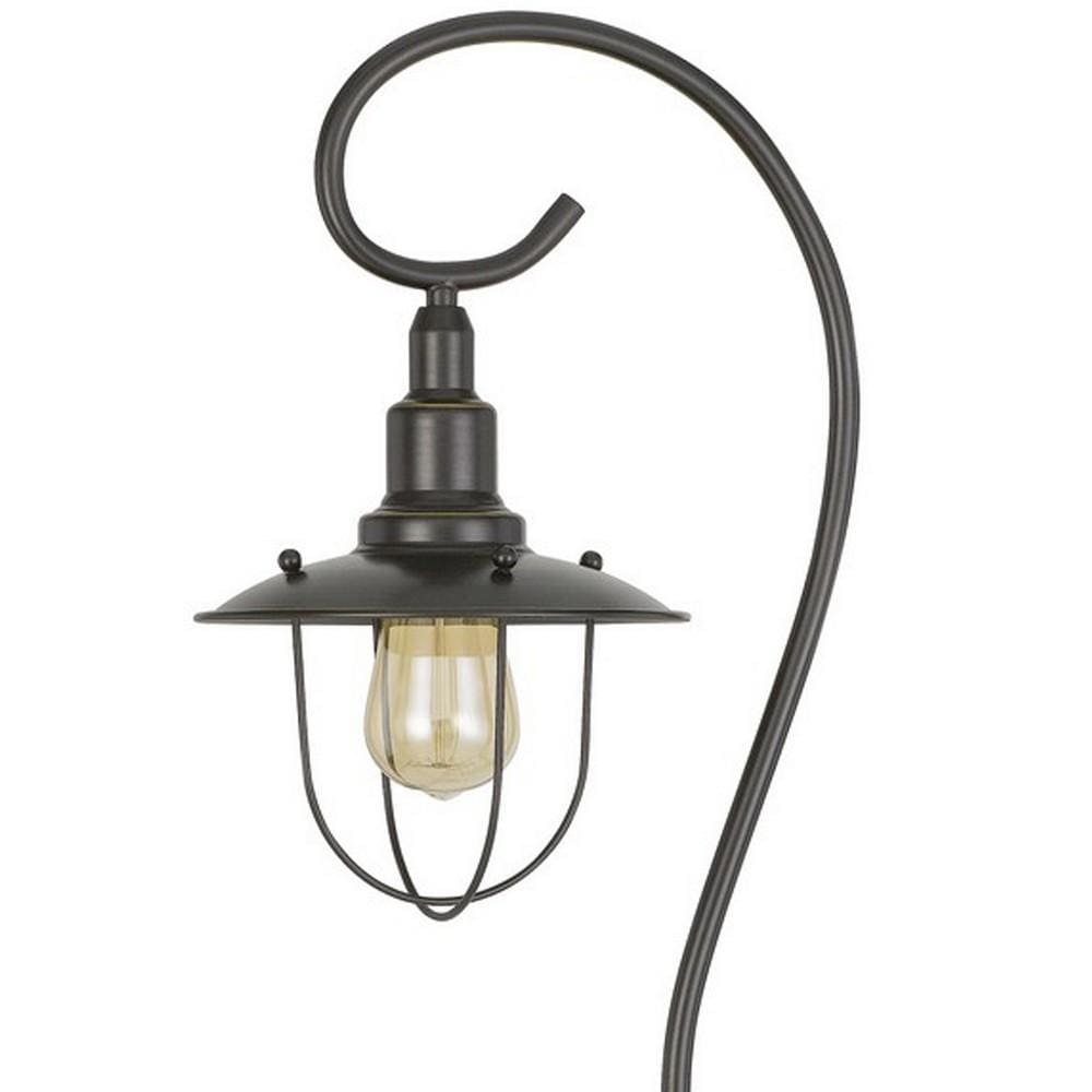 Metal Downbridge Design Floor Lamp With Cage Shade Dark Bronze