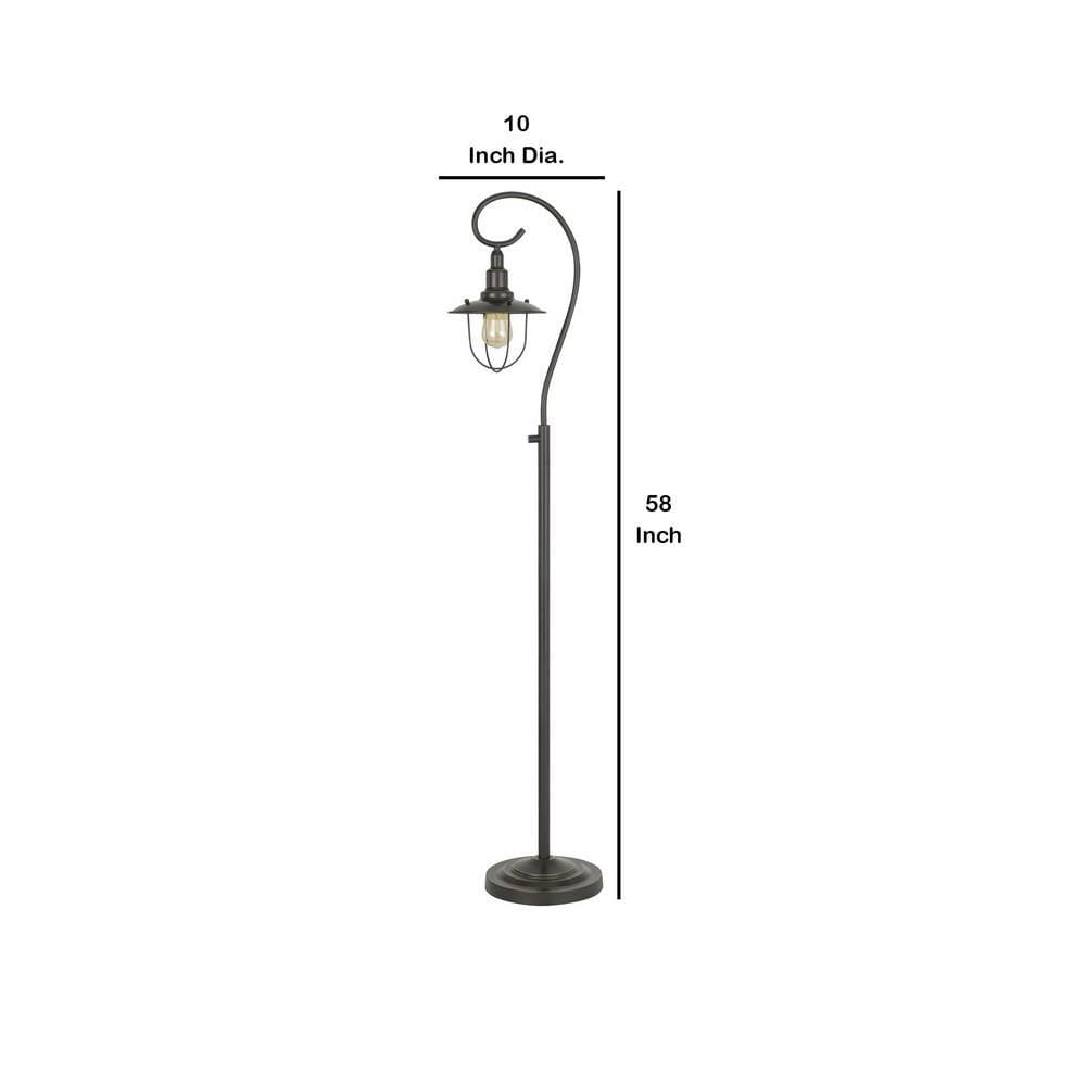 Metal Downbridge Design Floor Lamp With Cage Shade Dark Bronze