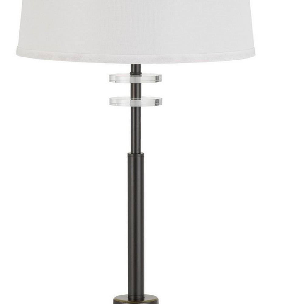 Metal 3 Piece Table Lamp Set with Tapered Drum Shade Dark Bronze