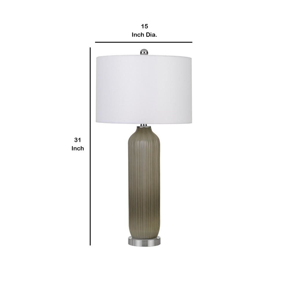 150 Watt Ribbed Glass Base Table Lamp Brown and White