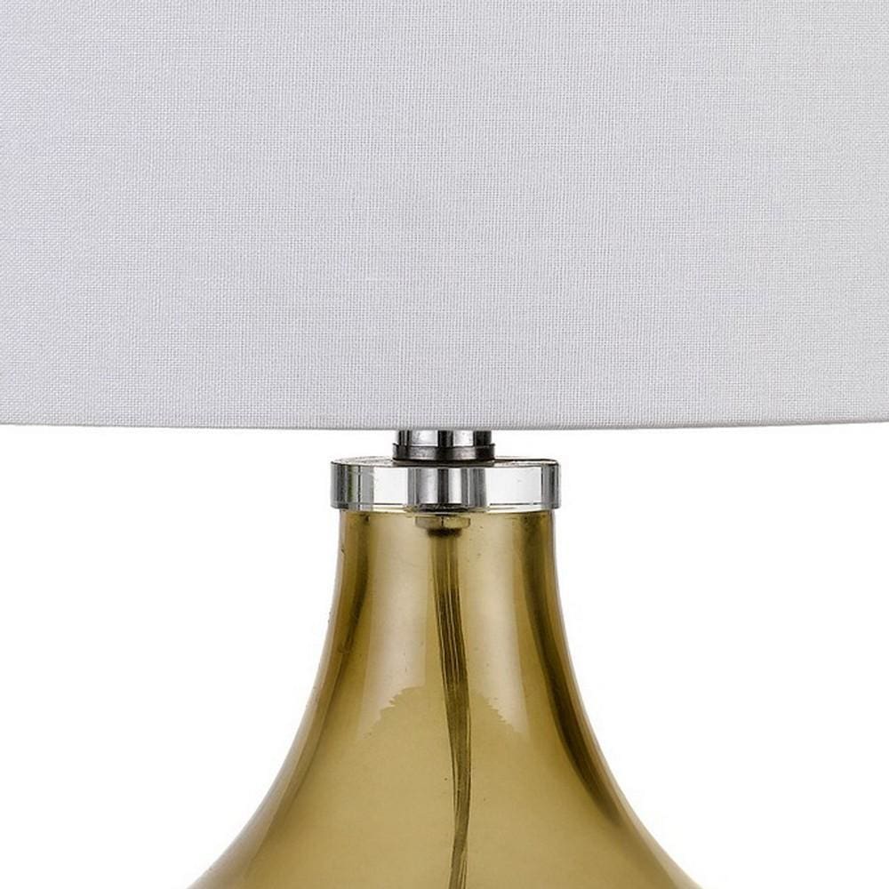 150 Watt Stout Glass Base Table Lamp with Hardback Shade White