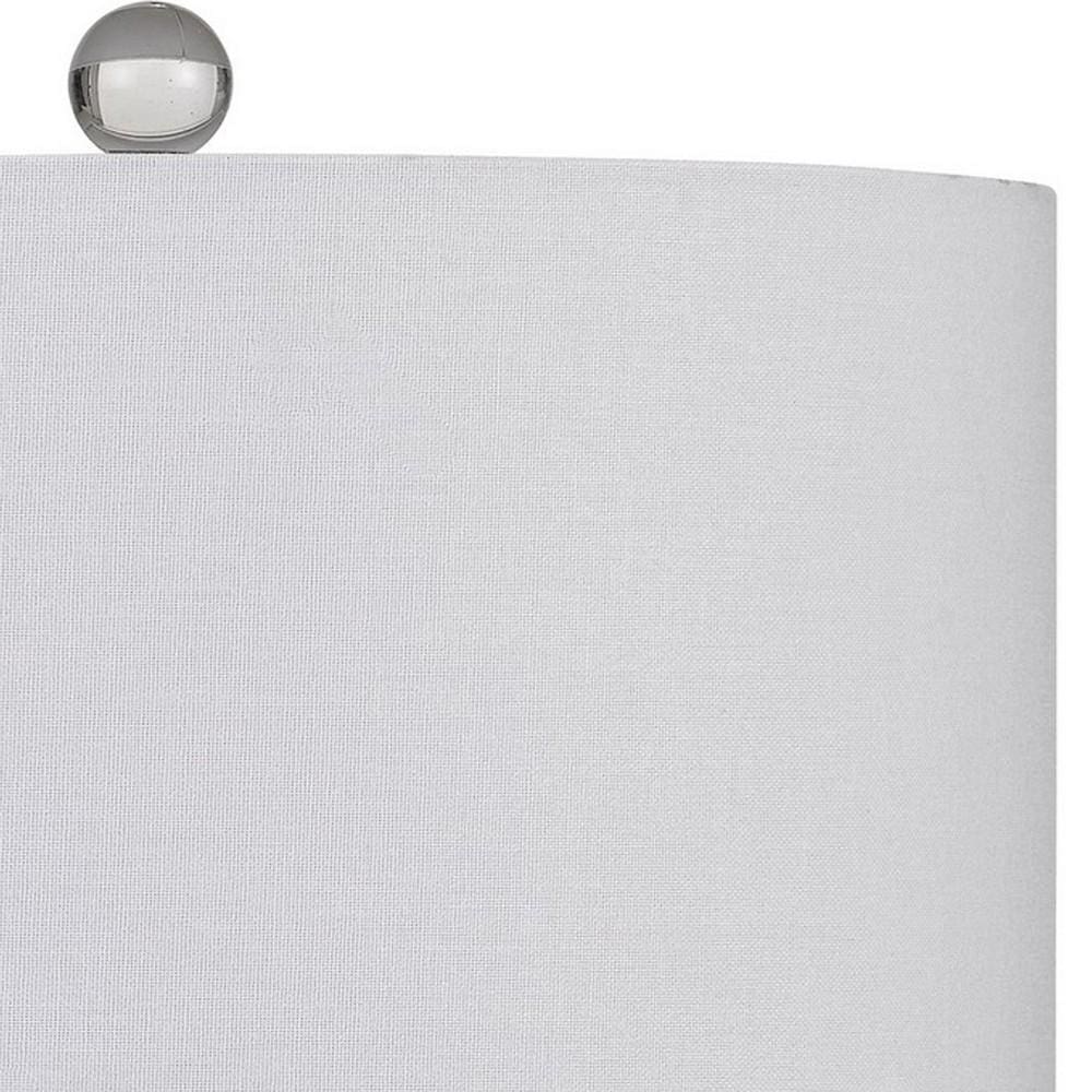 150 Watt Stout Glass Base Table Lamp with Hardback Shade White